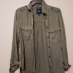 American Eagle Boyfriend Fit Button up Shirt Sz S